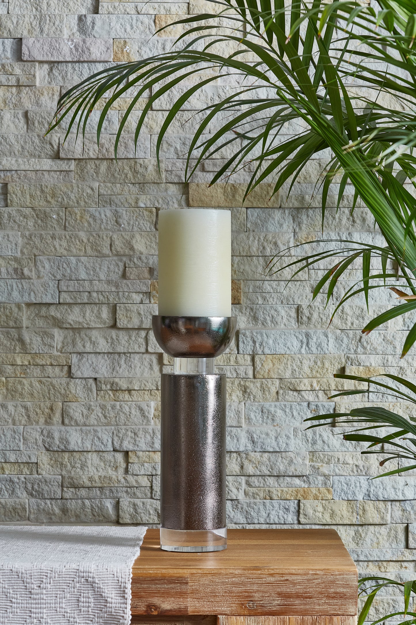 Aluminum & Acrylic Pillar Candle Holder