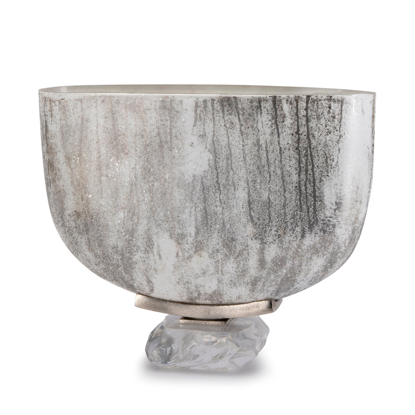 Reactive Glaze Glass Vase with Aluminum & Acrylic Base