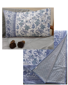 Quilt Bed Set - Blue/White