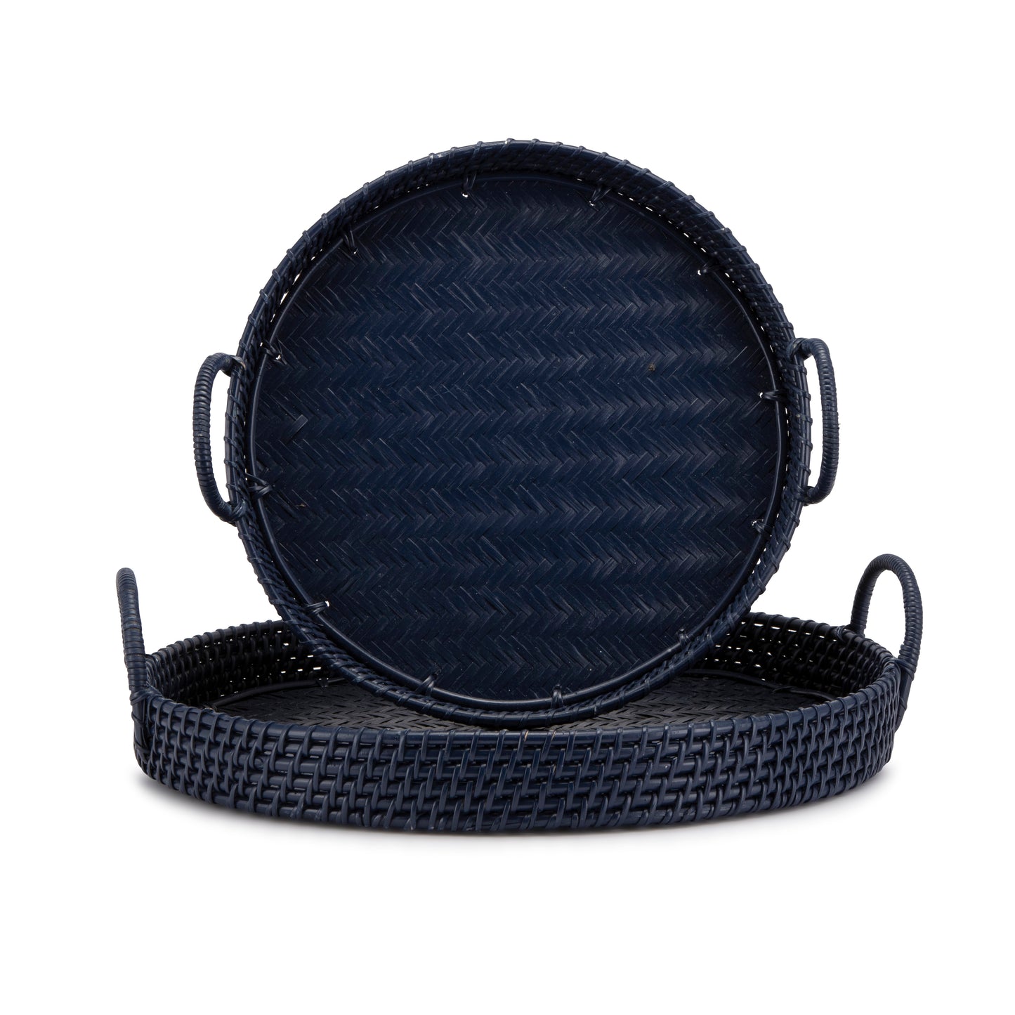 Blue Handwoven Round Tray - Small