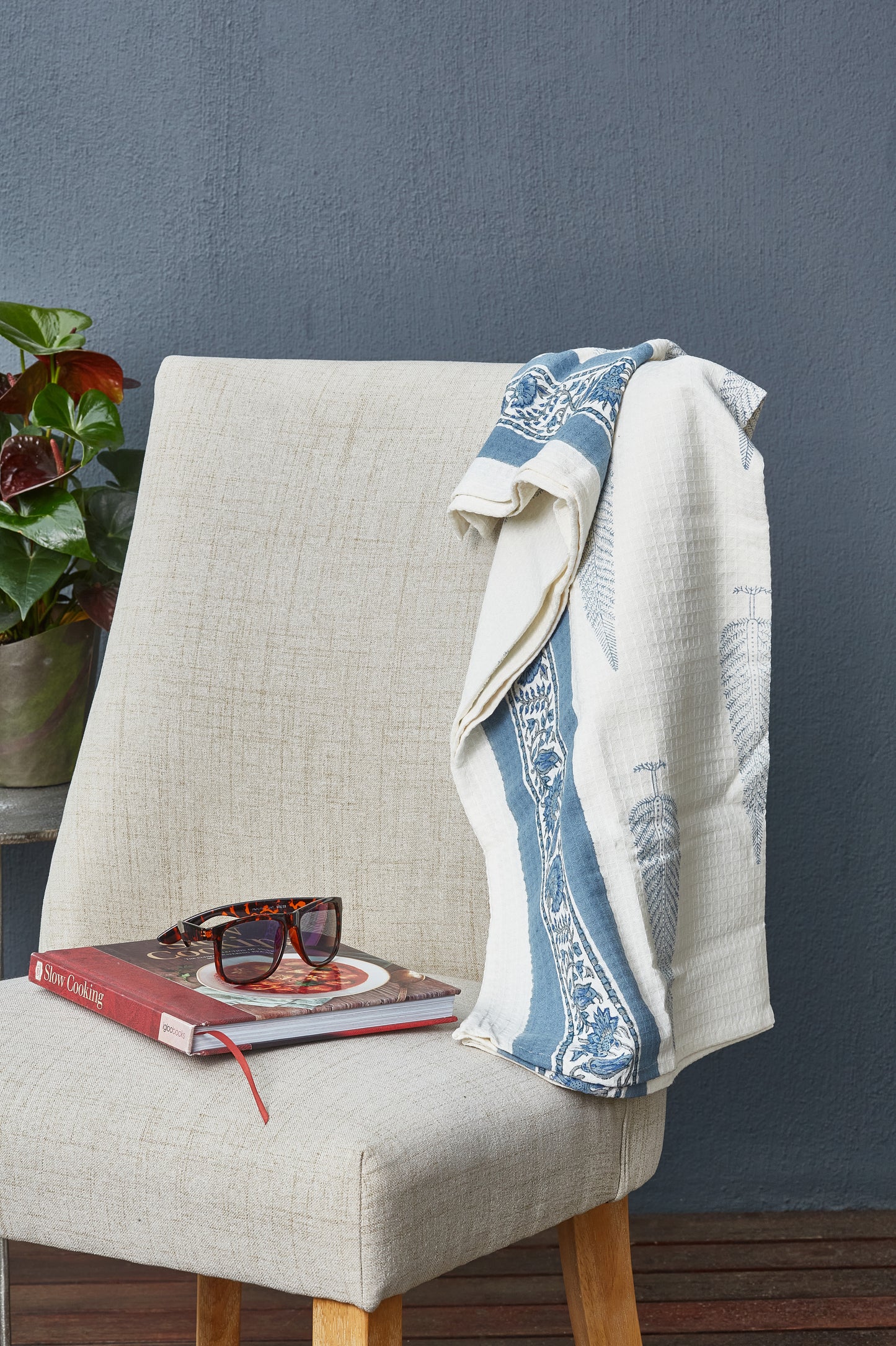 100% Cotton Waffle Towel Burgundy floral print