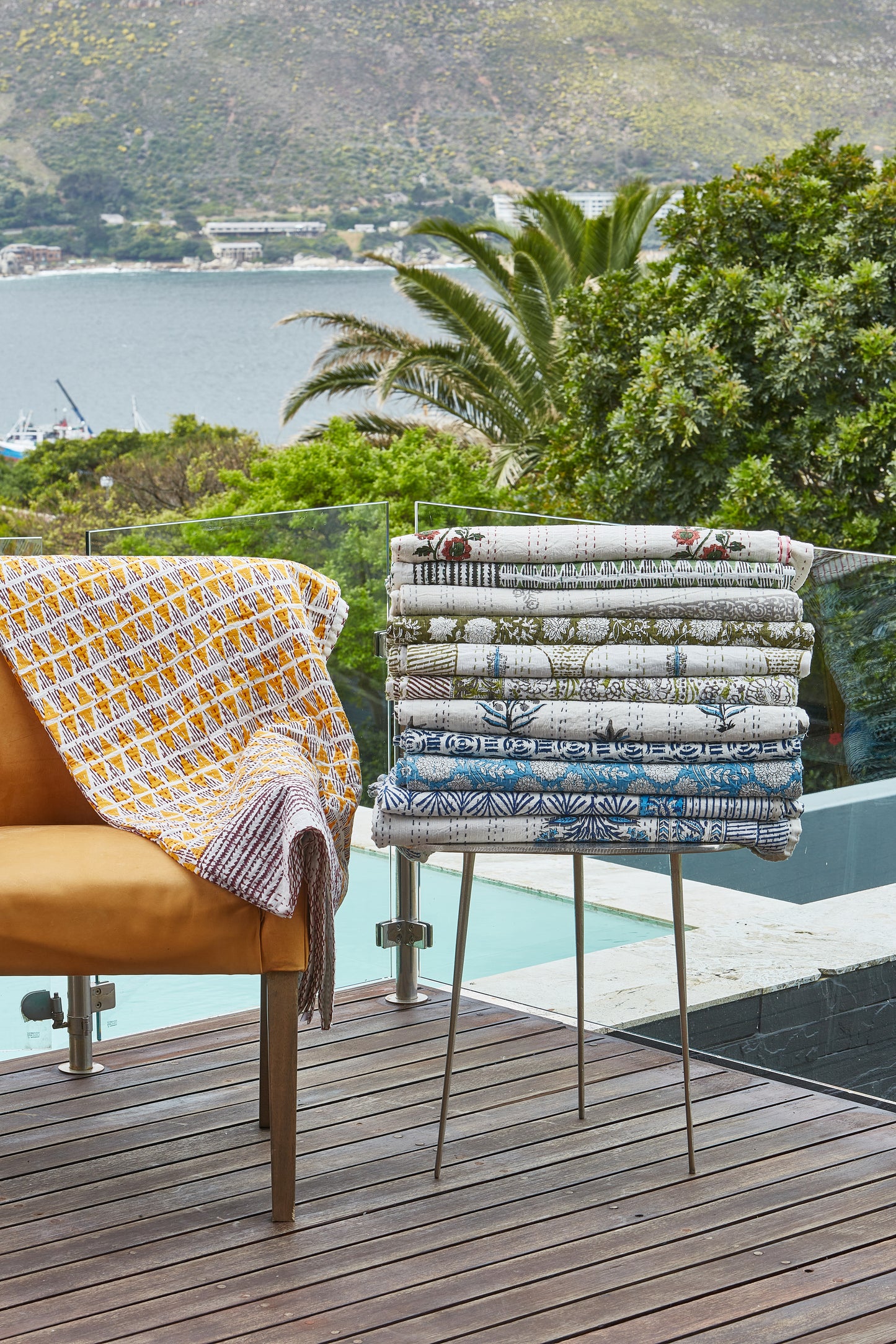 Hand Block Printed Kantha Bed cover - various colours and print patterns