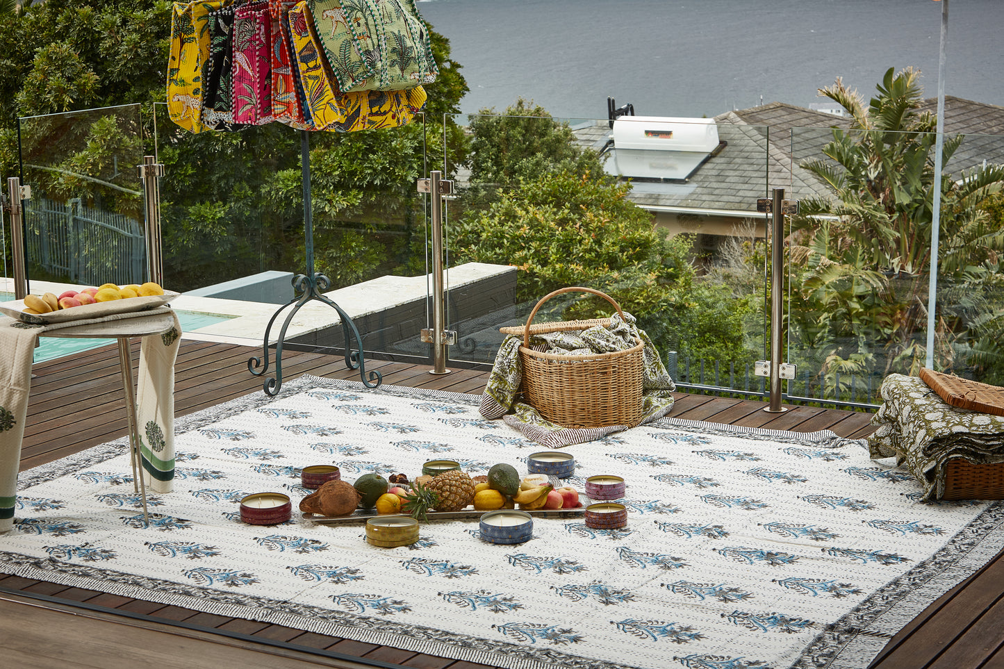 Hand Block Printed Kantha Bed cover - various colours and print patterns