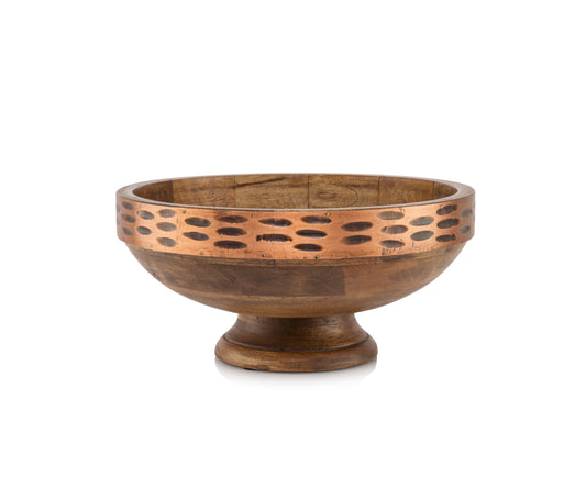 Fruit Bowl - mango wood with an engraved copper finish