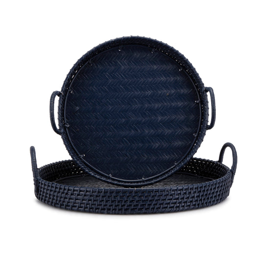 Blue Handwoven Round Tray - Small