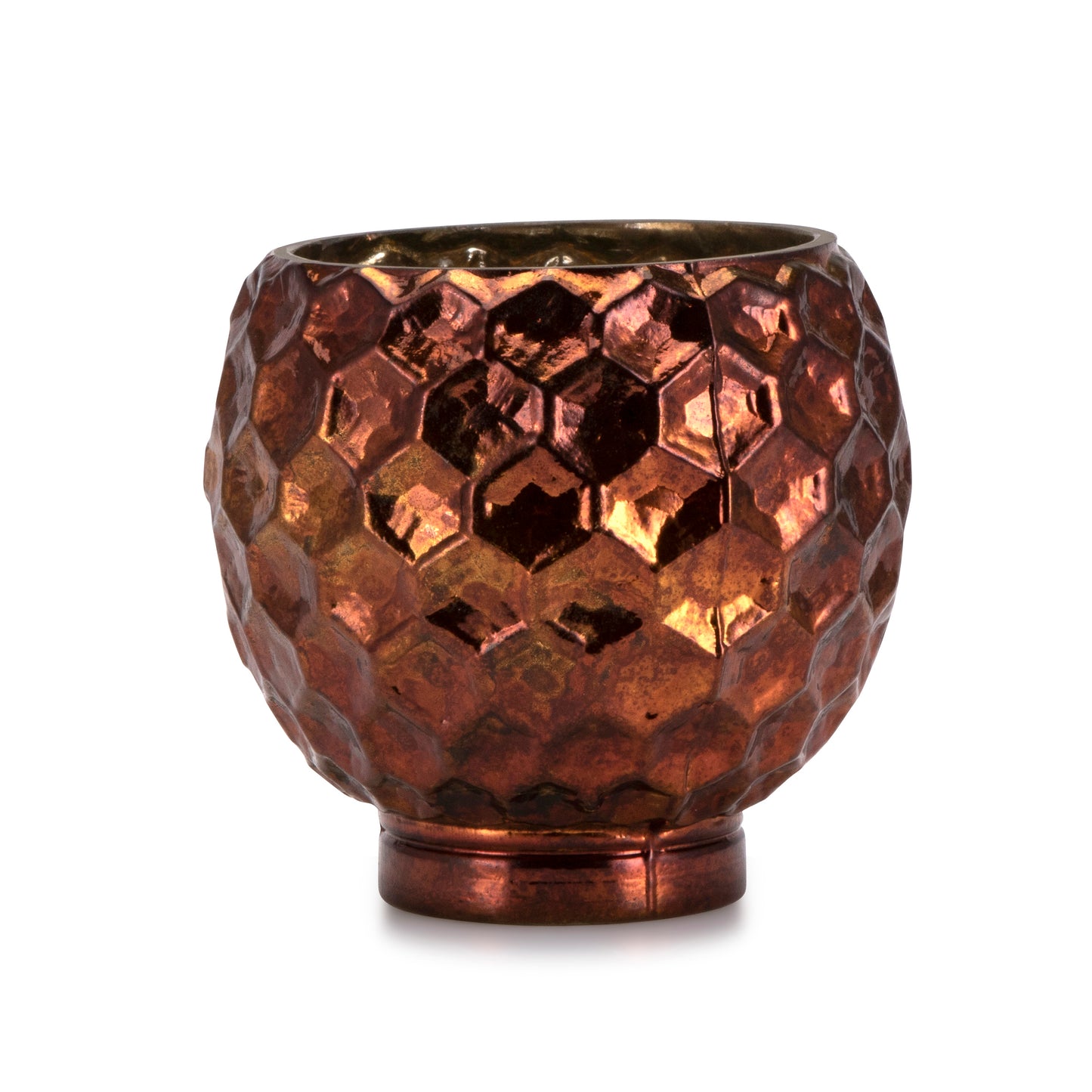 Black Oxidized/Shiny Gold Glass Tea Candle Holder