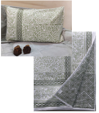 Quilt Bed Set Green and White